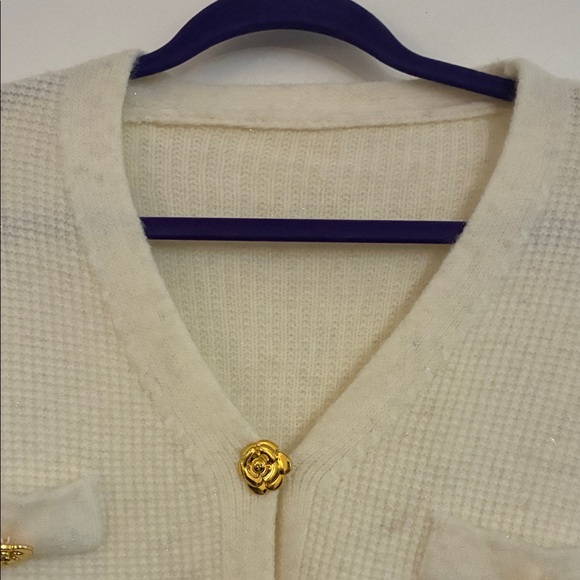 Cream Button-Up Women's Sweater - Picture 4 of 10